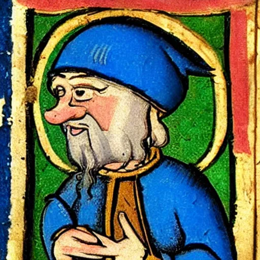 Image similar to medieval manuscript painting of a Smurf