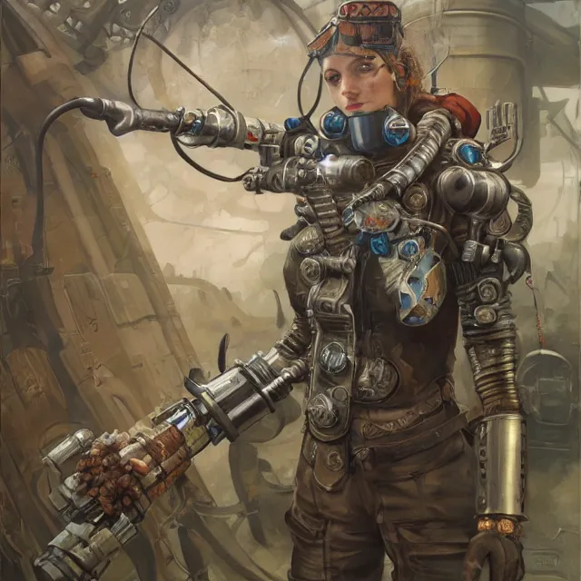 Prompt: dieselpunk warrior, industrial sci - fi, by mandy jurgens, ernst haeckel, james jean