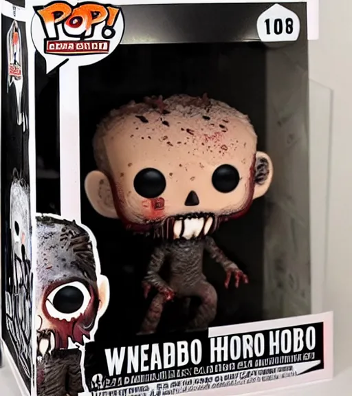 Prompt: limited edition horror themed wendigo with antlers funko pop still sealed in box, ebay listing