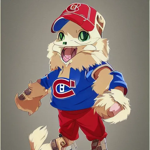 Image similar to anime Portrait of Youppi the Habs Montreal Canadiens Mascot as a very cute powerful and friendly pokemon, highly detailed anime, high evolution, 1990s, legendary, smooth, sharp focus, dynamic lighting, intricate, trending on ArtStation, illustration pokemon, art by WLOP