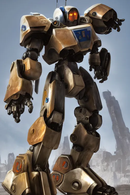 Image similar to mechwarrior 5 : mercenaries mech megaman transformer robot boss tank engine game octane render, 4 k, hd 2 0 2 2 3 d cgi rtx hdr style chrome reflexion glow fanart, global illumination ray tracing hdr fanart arstation by ian pesty by jesper ejsing pixar and disney unreal zbrush central hardmesh