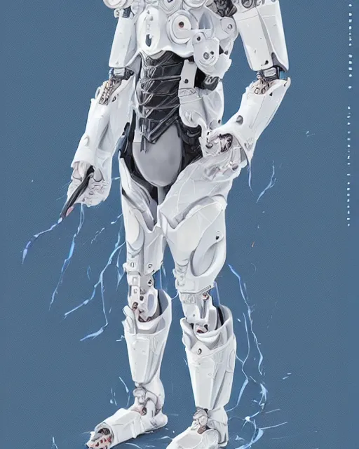 Image similar to A full-body anime portrait of Mark Zuckerberg as a white robot wearing a kimono from Skyrim, by Stanley Artgerm Lau, WLOP, Rossdraws, James Jean, Andrei Riabovitchevy, Marc Simonetti, and Sakimichan, trending on artstation