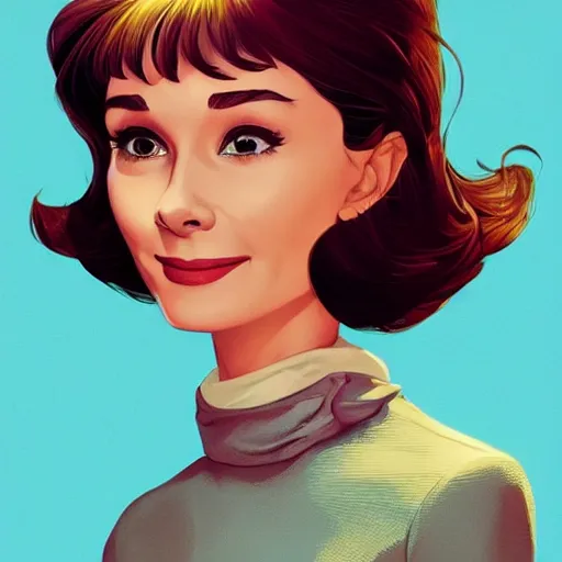 Image similar to portrait of audrey hepburn smiling with flowers in hands. sharp focus, cinematic pose, cinematic lighting, unreal engine render. art by josan gonzales and moebius and deathburger.