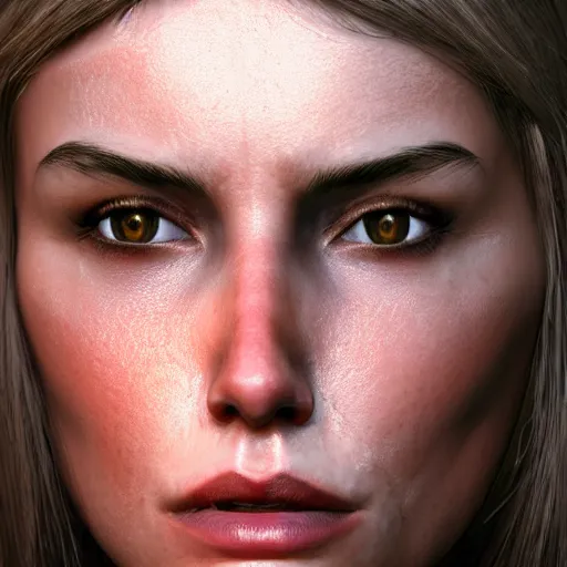 Prompt: hyperrealistic photograph portrait of a woman warrior face, unreal engine, uncanny valley, rendered in arnold, artstation