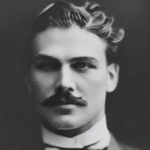 Image similar to headshot edwardian photograph of jason mamoa, 1 9 2 0 s, realistic face, 1 9 1 0 s photography, 1 9 0 0 s, grainy, slightly blurry, victorian