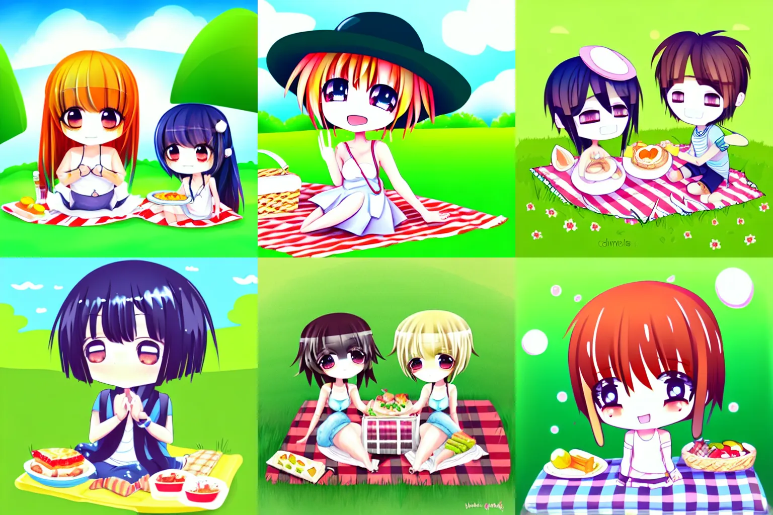 Prompt: cute chibi among us picnic