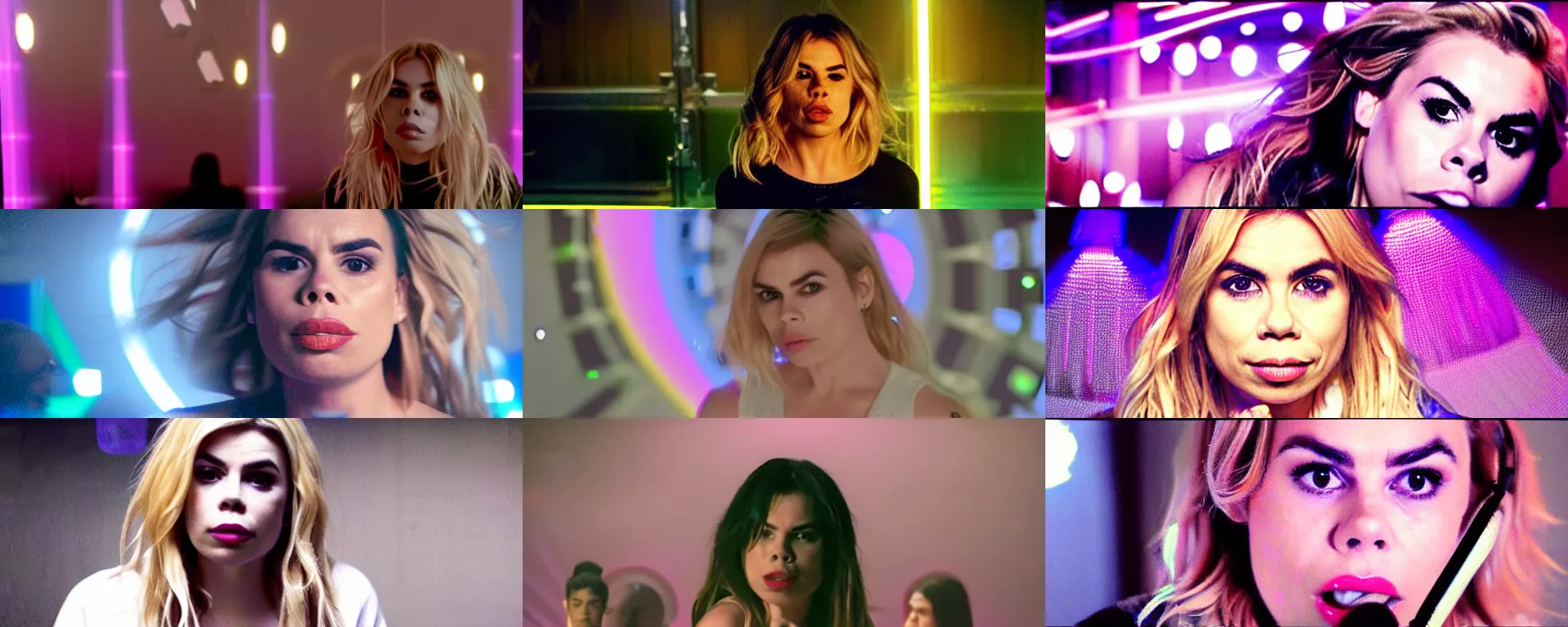 Image similar to 2 5 th anniversary 2 0 2 5 music video still, billie piper -'day & night ( billie's version ) ', produced by stargate tor & mikkel, popstar comeback single, choreography by jojo gomez, dancefloor, disco lights,'0 0 s nostalgia, singer - songwriter, nightclub, top 4 0