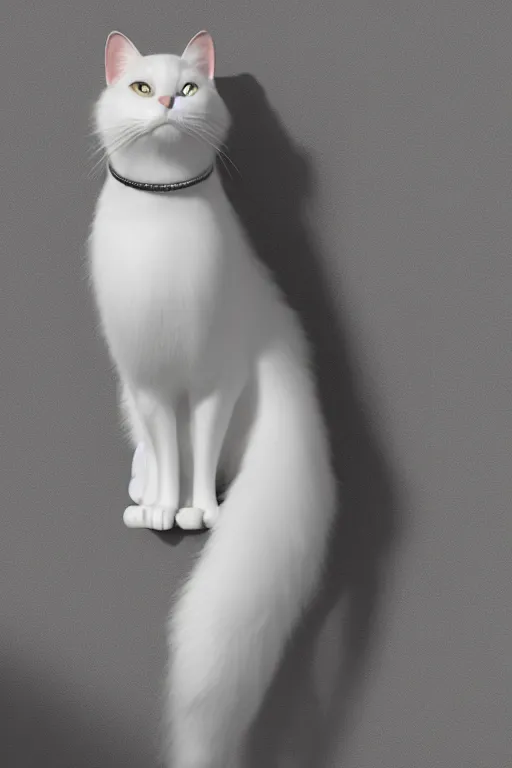 Image similar to a white cat wearing a formal overcoat, hyperrealistic, concept art, octane render, unreal engine 5, trending on DeviantArt, highly detailed, high quality, 8K, soft lighting, cute, studio background, studio lighting, realistic face, trending on Artstation, elegant clothes, profile picture