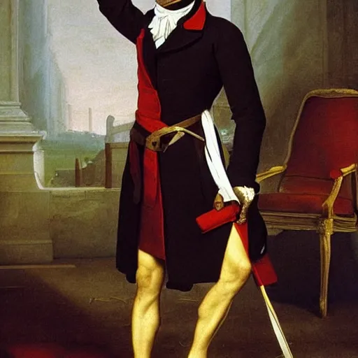 Prompt: mr. bean in the french revolution, painting by jacques - louis david by