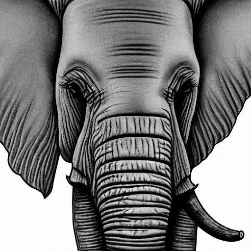 Image similar to elephant unicorn hybrid, ilustration realistic, elephant wrinkles, face close - up, 8 k.