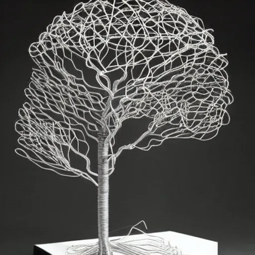 Image similar to a machine that makes wire trees automatically, intricate, highly detailed, photorealistic, sleek, automated