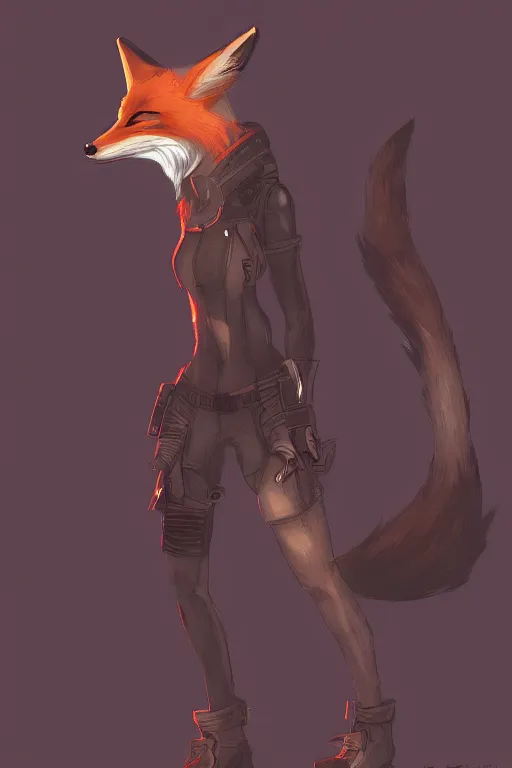 Image similar to a fox fursona, trending on artstation, by kawacy, furry art, digital art, cyberpunk, high quality, backlighting