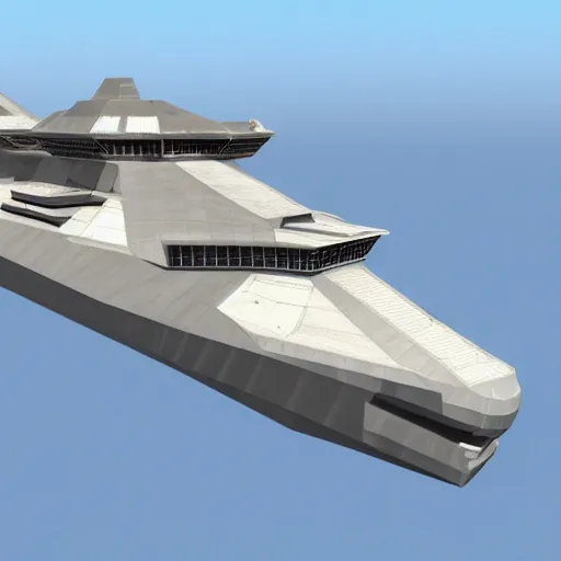 Image similar to a new capital ship design for the first order. 3 d render. hyper detailed.