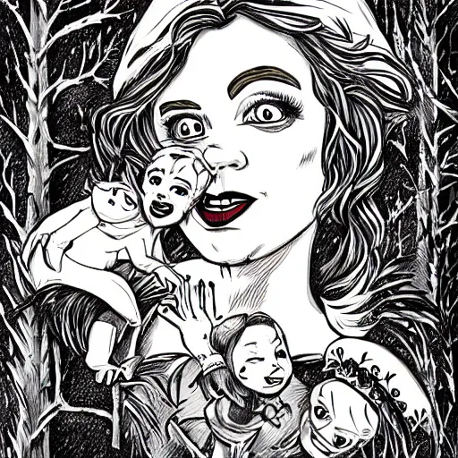 Image similar to snow white horror illustration