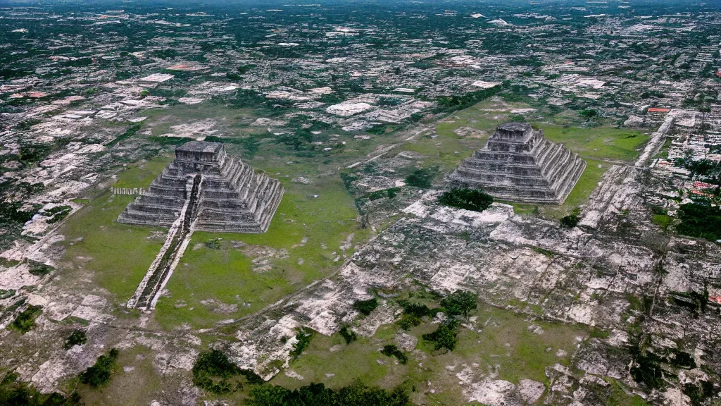 Image similar to remarkable airplane view of the ancient mayan city of chichen-itza in yucatan which once held a million cultivated people and was graced by a huge sacred temple