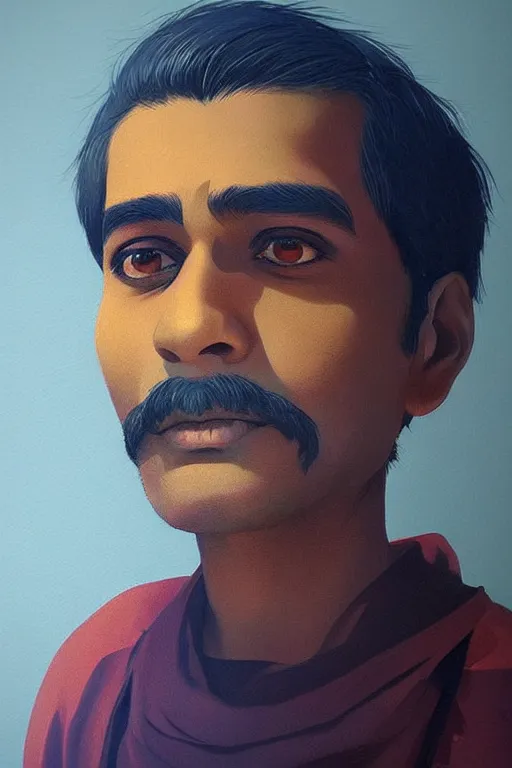 Image similar to portrait of an indian man by ilya kuvshinov trending on artstation, anime, award winning digital art, very very very very cute