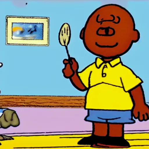 Image similar to cartoon scene of bill cosby as charlie brown
