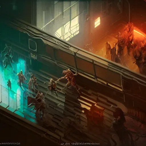 Image similar to isometric Dead Space Diablo action role playing game by artgerm and greg rutkowski, alphonse mucha, cgsociety and beeple highly detailed, sharp focus, cinematic lighting, illustration, art, octane render, Unreal Engine Lumen, very coherent. cinematic, hyper realism, high detail, octane render, 8k