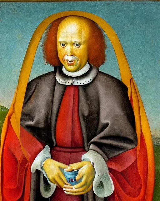 Prompt: portrait of saint Ronald McDonald, painted in the style of Hieronymus Bosch