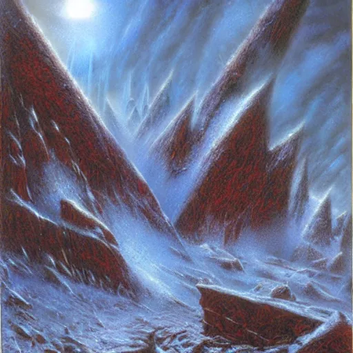 Prompt: i blind from the light when notorious blizzard is raging by bob eggleton