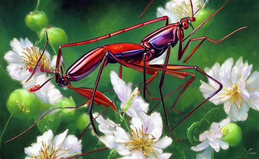 Image similar to Insect Alchemy mantis. By Konstantin Razumov, highly detailded