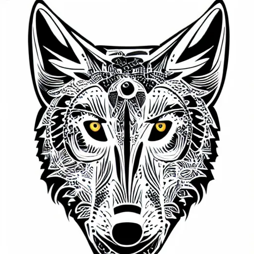 Image similar to tattoo stencil on paper detailed vector wolf