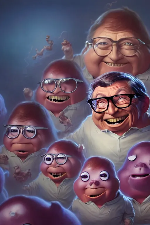 Image similar to bill gates face bill gates as the california raisins, hyper detailed, digital art, artstation, cinematic lighting, studio quality, smooth render, by peter mohrbacher, hajime sorayama, wayne barlowe, boris vallejo, aaron horkey, gaston bussiere, craig mullins