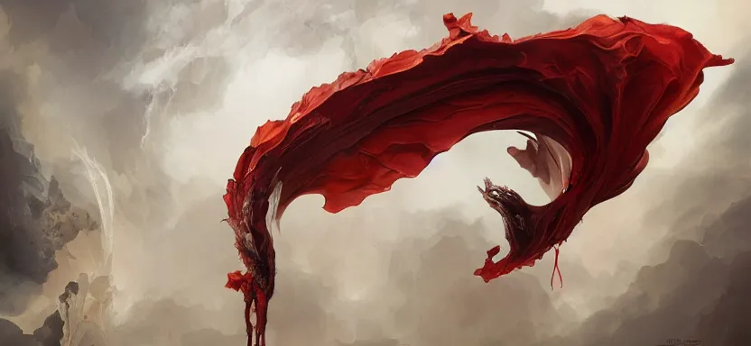 Prompt: sacred vampire, red sea, acanthus scroll, ceremonial clouds, dripping paint, fibonacci rhythm, artstation, art germ, wlop, karol bak, christopher balaskas, ross tran