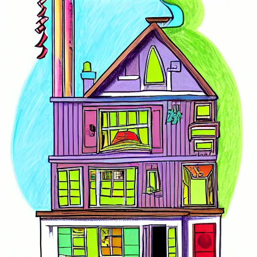 Prompt: a drawing of a house with a lot of windows, illustration by dr seuss, behance contest winner, whimsical