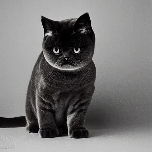 Image similar to exotic shorthair cat, solid grey, photograph