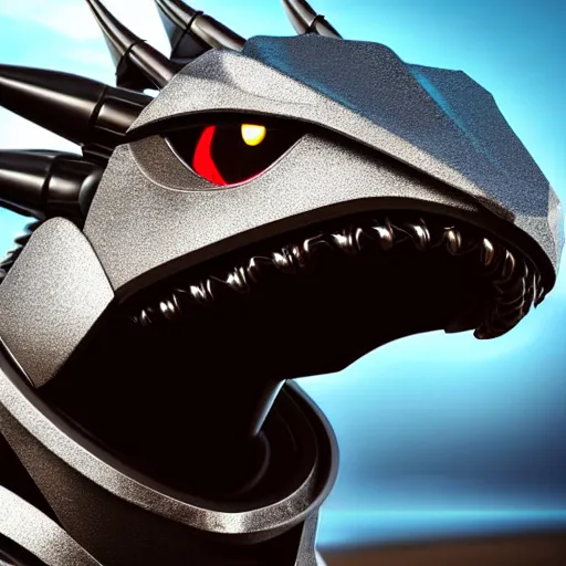 Prompt: close up detailed maw shot, headshot, of a cute stunning robot anthropomorphic female dragon, with sleek silver armor, a black OLED visor over the eyes, her detailed dragon maw open in front of the camera, camera looking down into the maw, about to consume the camera, on the beach at sunset, highly detailed digital art, furry art, anthro art, sci fi, warframe art, destiny art, high quality, 3D realistic, mawshot, Furaffinity, Deviantart