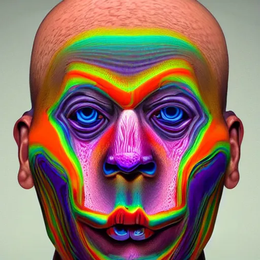 Prompt: hyperrealism realistic lsd detailed 3 d scary pyschedelic trippy nightmare face in the style of alex grey and pablo amaringo and david normal