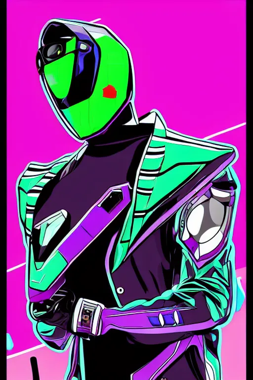 Image similar to random kamen rider. gta vice city style art, pop art, aesthetic art, 8 k, stylish, elegant asymmetrical, digital art, concept art, no duplicate image, smooth, beautiful, details, sharp focus, illustration, intricate, art by albertov and mimmo rottela, pixels art by paul robertson