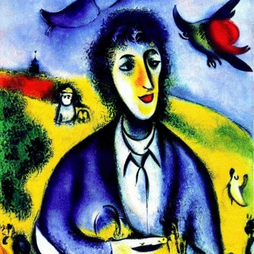 Prompt: a portrait of a character in a scenic environment by marc chagall