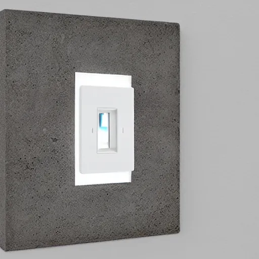 Image similar to a cast concrete light switch. Plain white background