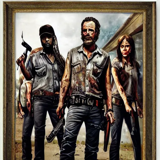 Image similar to The Walking dead 4k oil painting