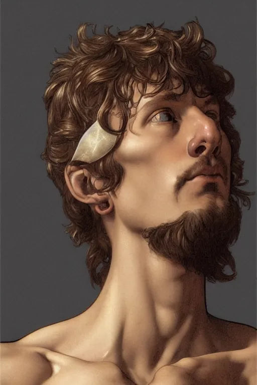 Image similar to Michelangelo\'s David, highly detailed, digital painting, artstation, concept art, smooth, sharp focus, illustration, ArtStation, art by artgerm and greg rutkowski and alphonse mucha and J. C. Leyendecker and Edmund Blair Leighton and Katsuhiro Otomo and Geof Darrow and Phil hale and Ashley wood and Ilya repin and Charlie Bowater