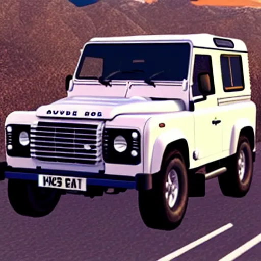 Image similar to “Blue Land Rover Defender. In the style of GTA 5.”