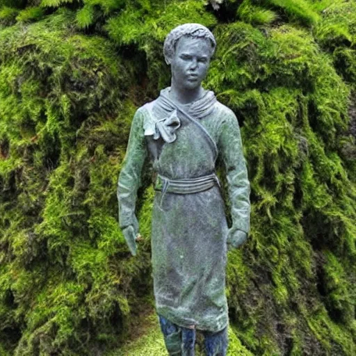 Prompt: realistic ultra detialed statue covered in moss