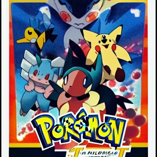 Prompt: pokemon movie poster, totodile lead actor, ken sugimori, satoshi tajiri, 2 0 0 1 advertisment, film poster