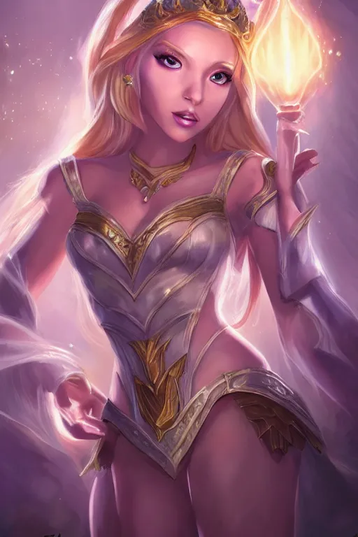 Prompt: portrait of lux from league of legends, wielding light magic, photorealistic fantasy castle city, full body, powerful, fantasy, intricate, elegant, highly detailed, digital painting, artstation, concept art, sharp focus, illustration, art by irina french