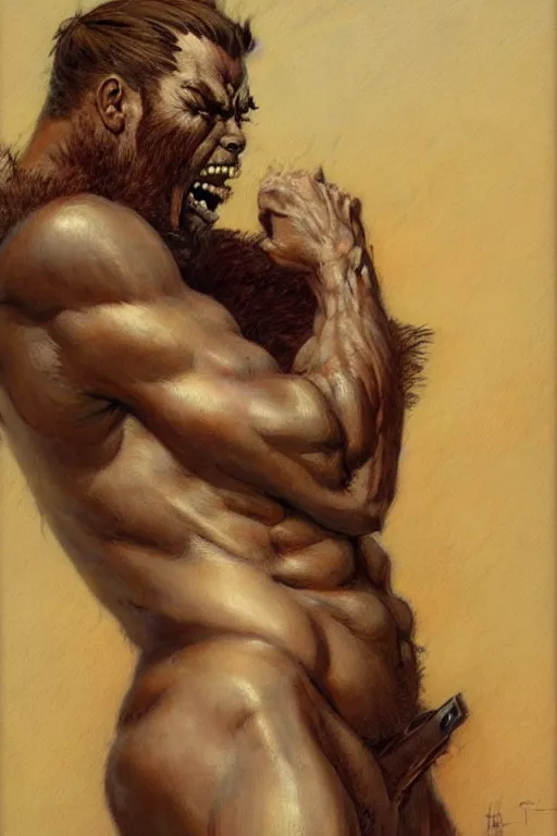 Image similar to male, monster, character design, painting by gaston bussiere, katsuya terada, frank frazetta, tom of finland, trending on artstation