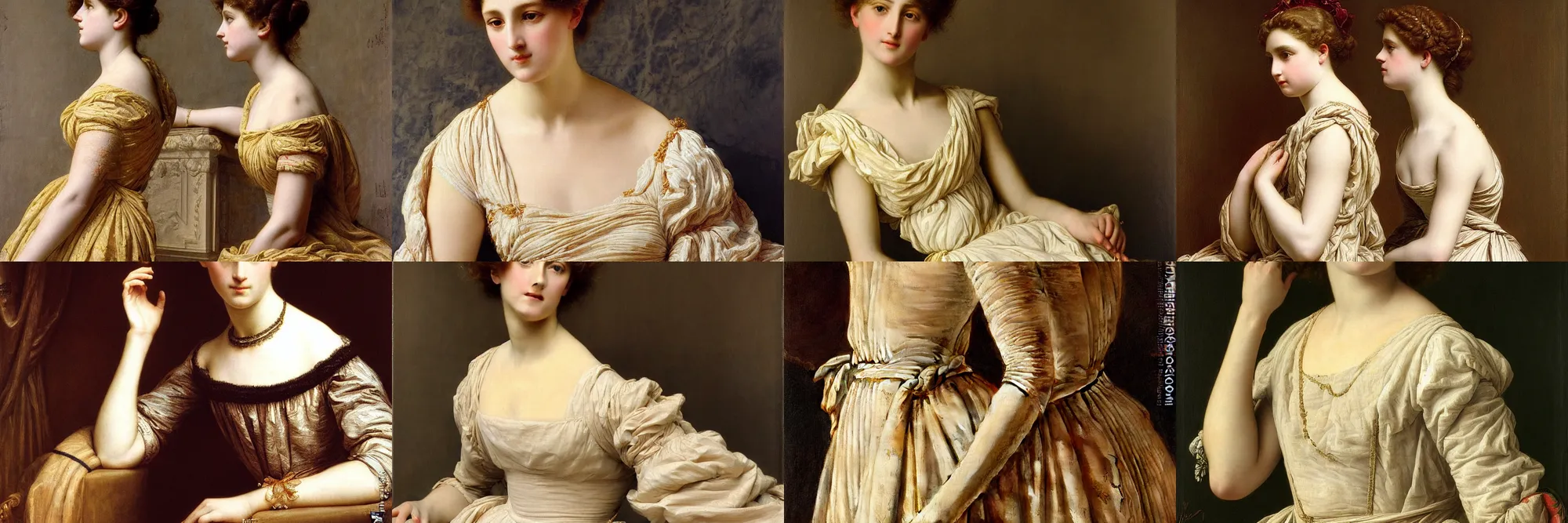 Prompt: portrait of an unmarried girl by vittorio reggianini by frederic soulacroix, abundant detail, amazing fabric