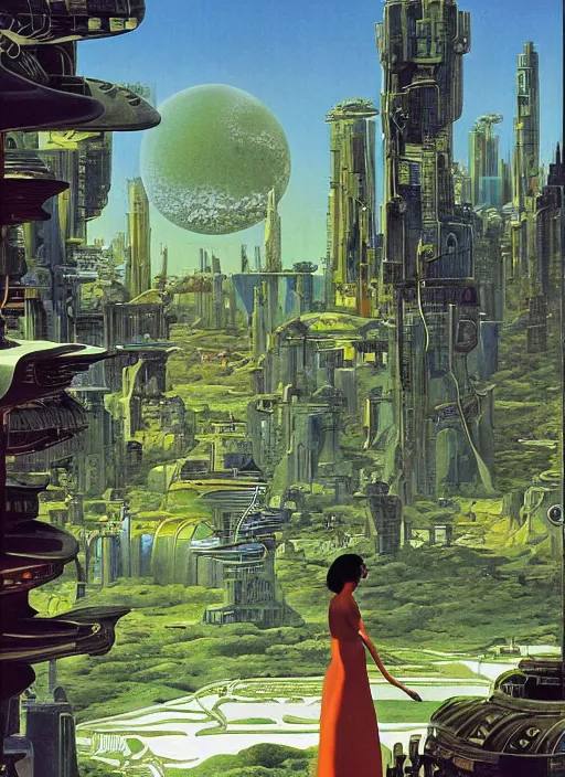 Prompt: photorealistic image of a futuristic cityscape, solarpunk, naturecore, by roger dean, by dean ellis