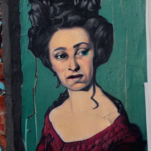 Image similar to Graffiti of a realistic portrait of a woman