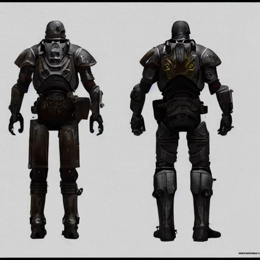 Image similar to fallout concept art armor render ultra unreal engine 5