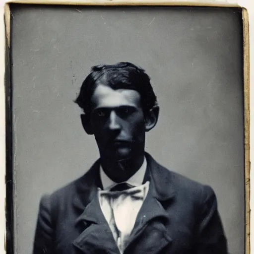 Image similar to close up photo portrait of a 19th male detective in a medical coat by Diane Arbus and Louis Daguerre