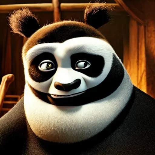 Image similar to Helena Bonham Carter as Po from Kung Fu Panda