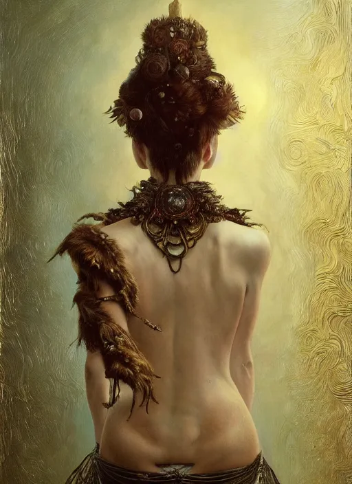 Image similar to highly detailed oil painting | very intricate | cinematic lighting | award - winning | shamanic technician fashion by alexander mcqueen | by roberto ferri, by tom bagshaw, by j. c. leyendecker and klimt, american romanticism, by austin osman spare, artstation, cgsociety, official art, octane