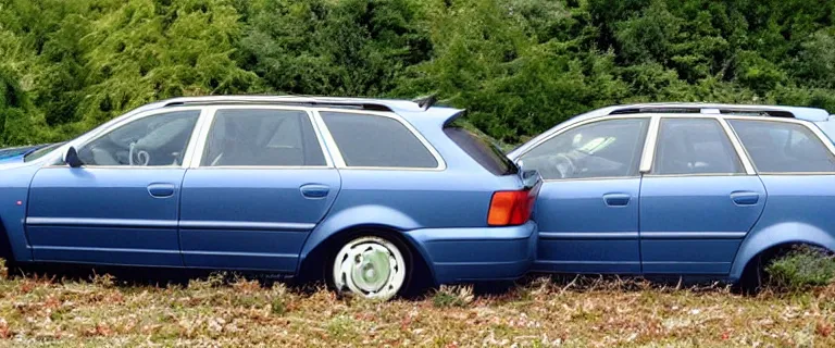 Image similar to Wrecked Denim Blue Audi A4 B6 Avant (2002), created by Barclay Shaw